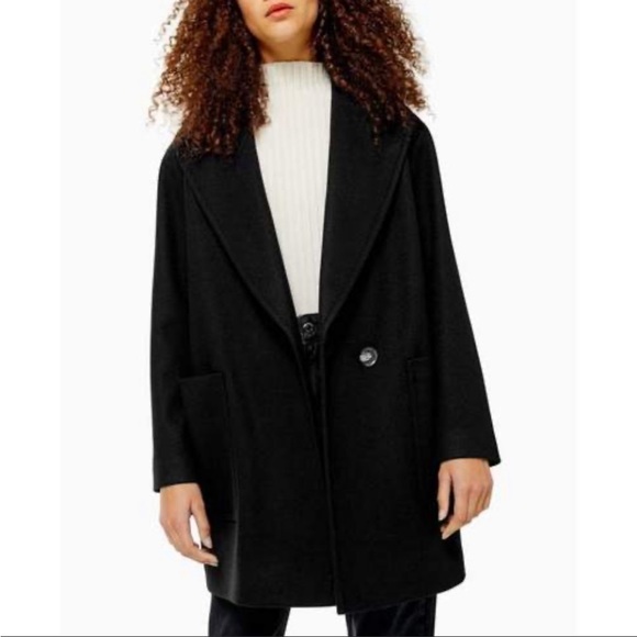 Jackets & Coats Black Button Peacoat Wpockets Sz6p